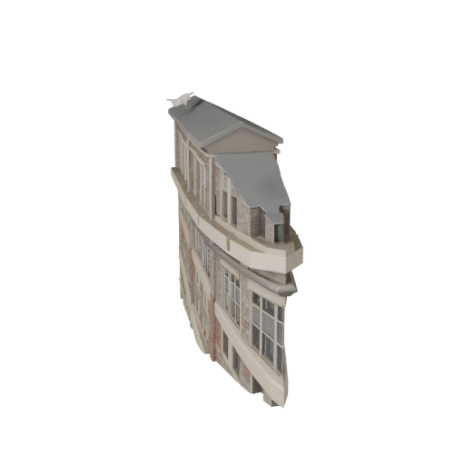 Modelo 3D de Fachada de Pedra Baixo Poli para Jogos em Tempo Real e VR