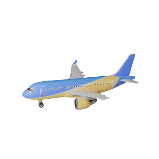 Modelo 3D de Avión Comercial de Caricatura para Juegos Estilizados