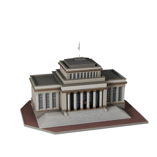 Stylized Town Hall 3D Model - Game Asset for Architecture
