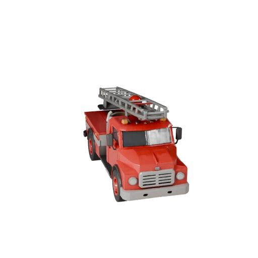 Modelo 3D de Caminhão de Bombeiros Vintage Baixo Poli para Unity e Unreal
