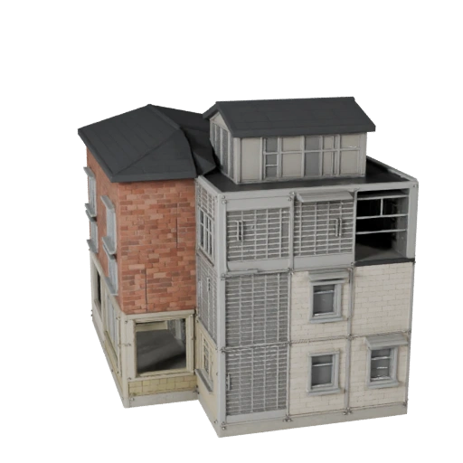 Низкополигональный модульный комплект крыши 3D модель для игр и VR