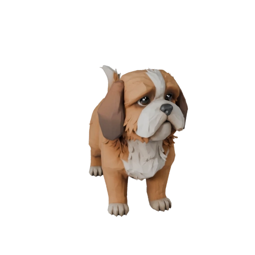 Modelo 3D de Cão Shih Tzu Baixo Poli - Asset de Jogo para Unity com FBX