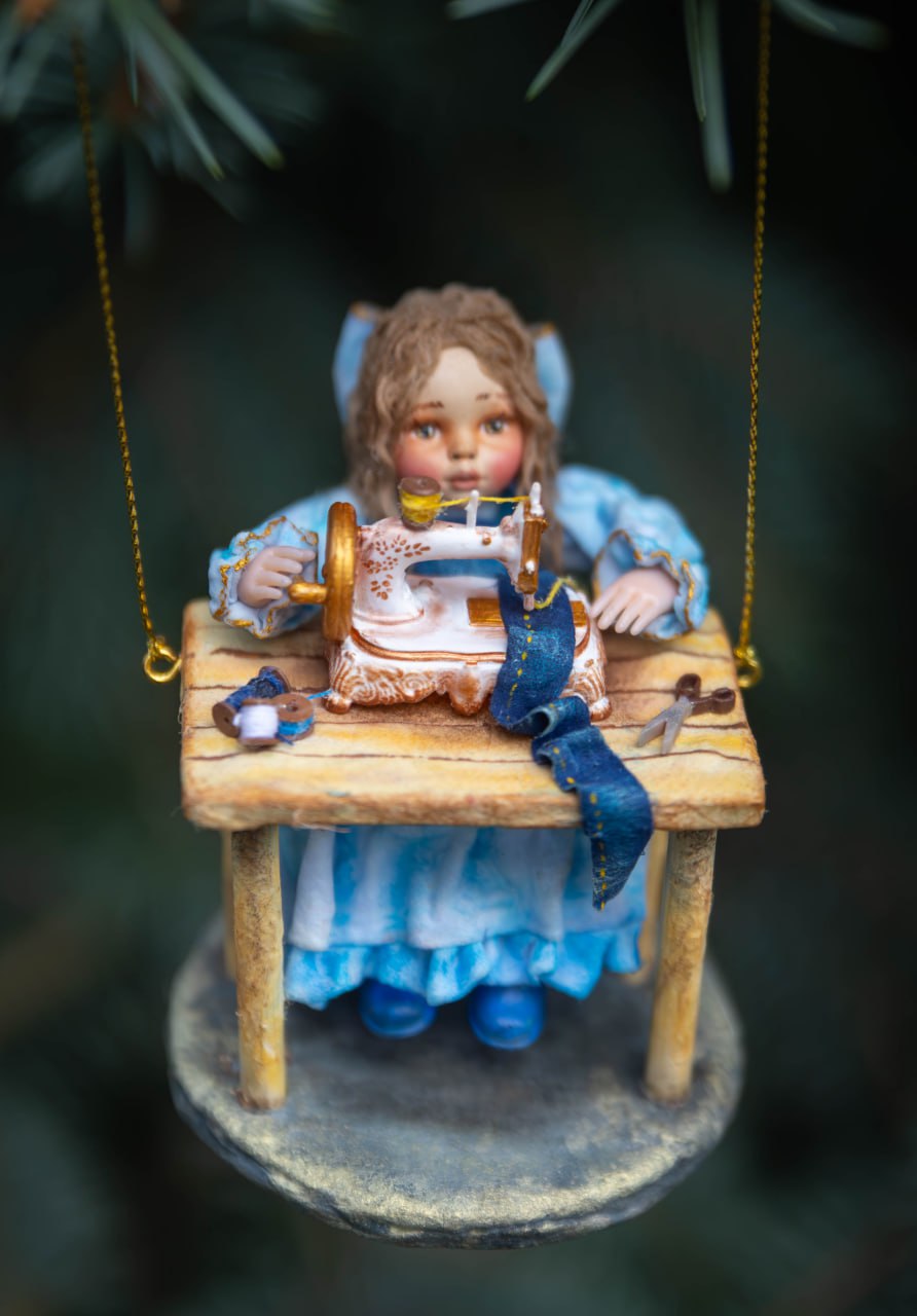 Angel with Sewing Machine